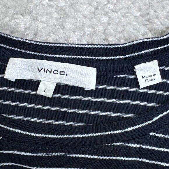 VINCE Pencil Stripe Essential Crewneck T-Shirt Slim Fit - Picture 4 of 8